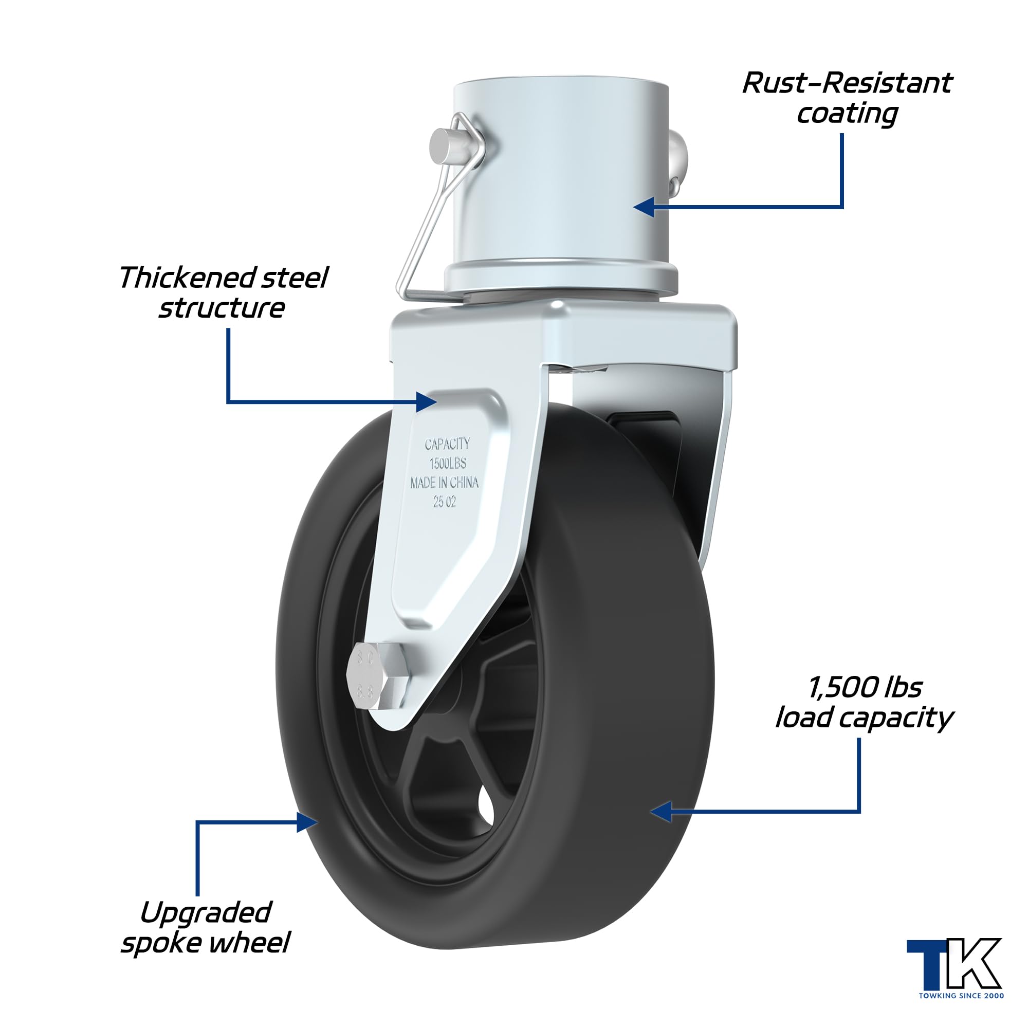 Towking 2-inch jack tube fit ensures quick, secure attachment.