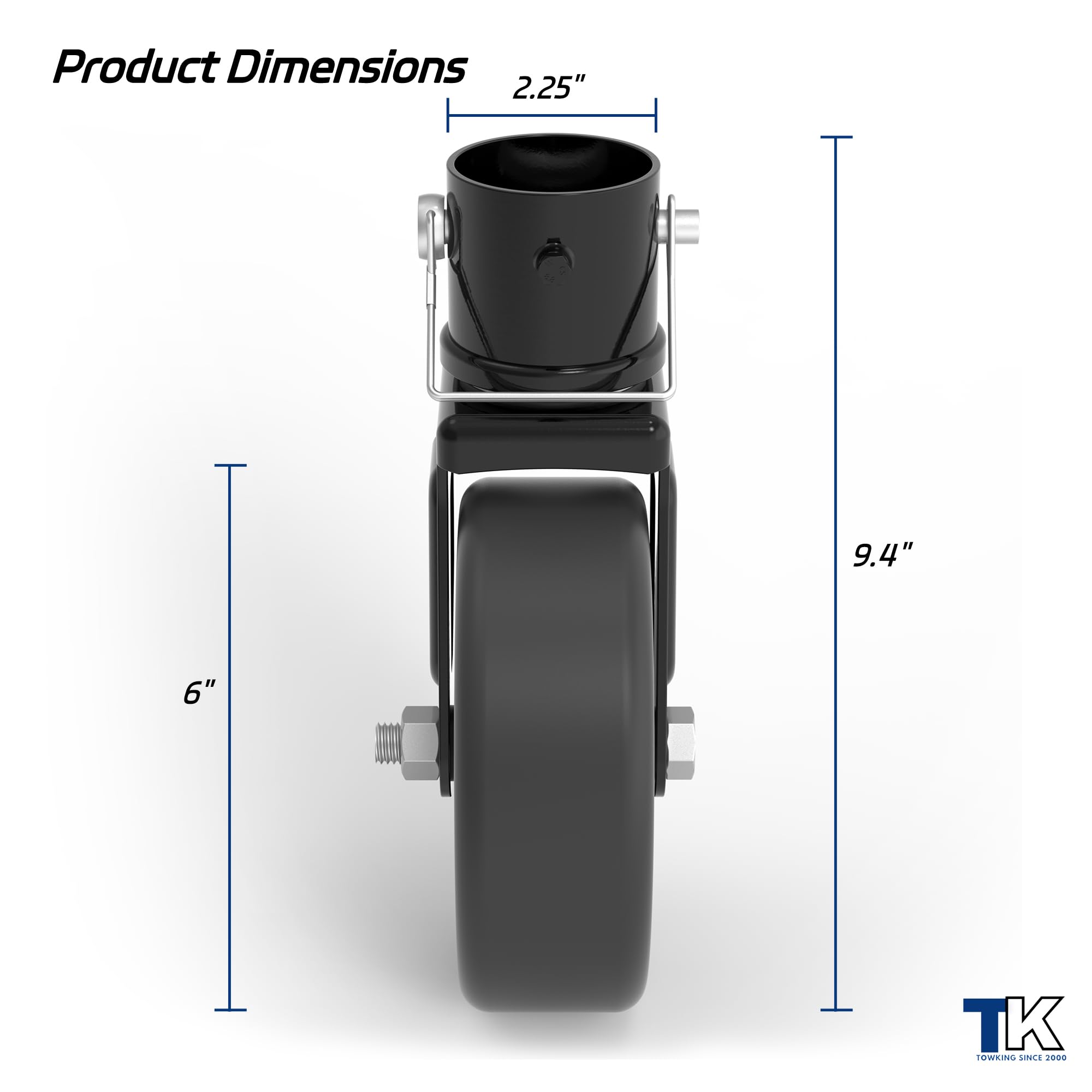 TowKing 6x2inch spoked wheel providing durable mobility on uneven surfaces