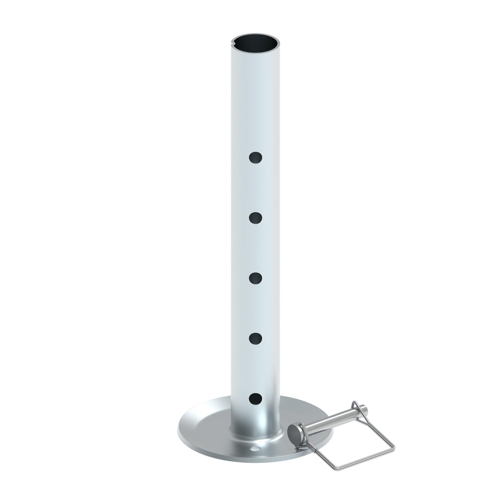 TowKing drop leg height 13 inches with 2-inch hole spacing.