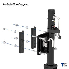 TOWKING bolt-on tongue jack for 3x5 frames installs securely.