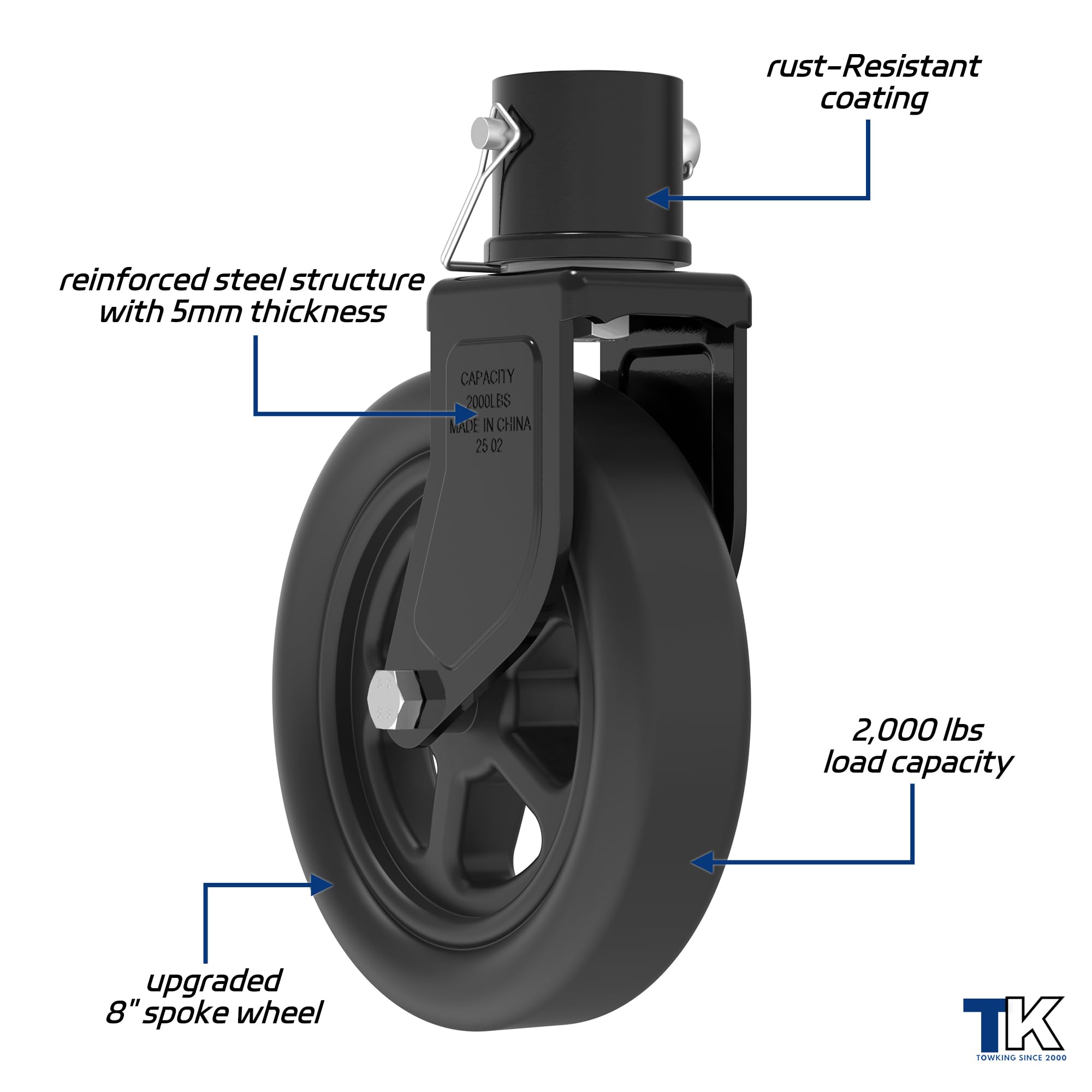 TowKing extra tighten bolt reduces wobble for secure fits.