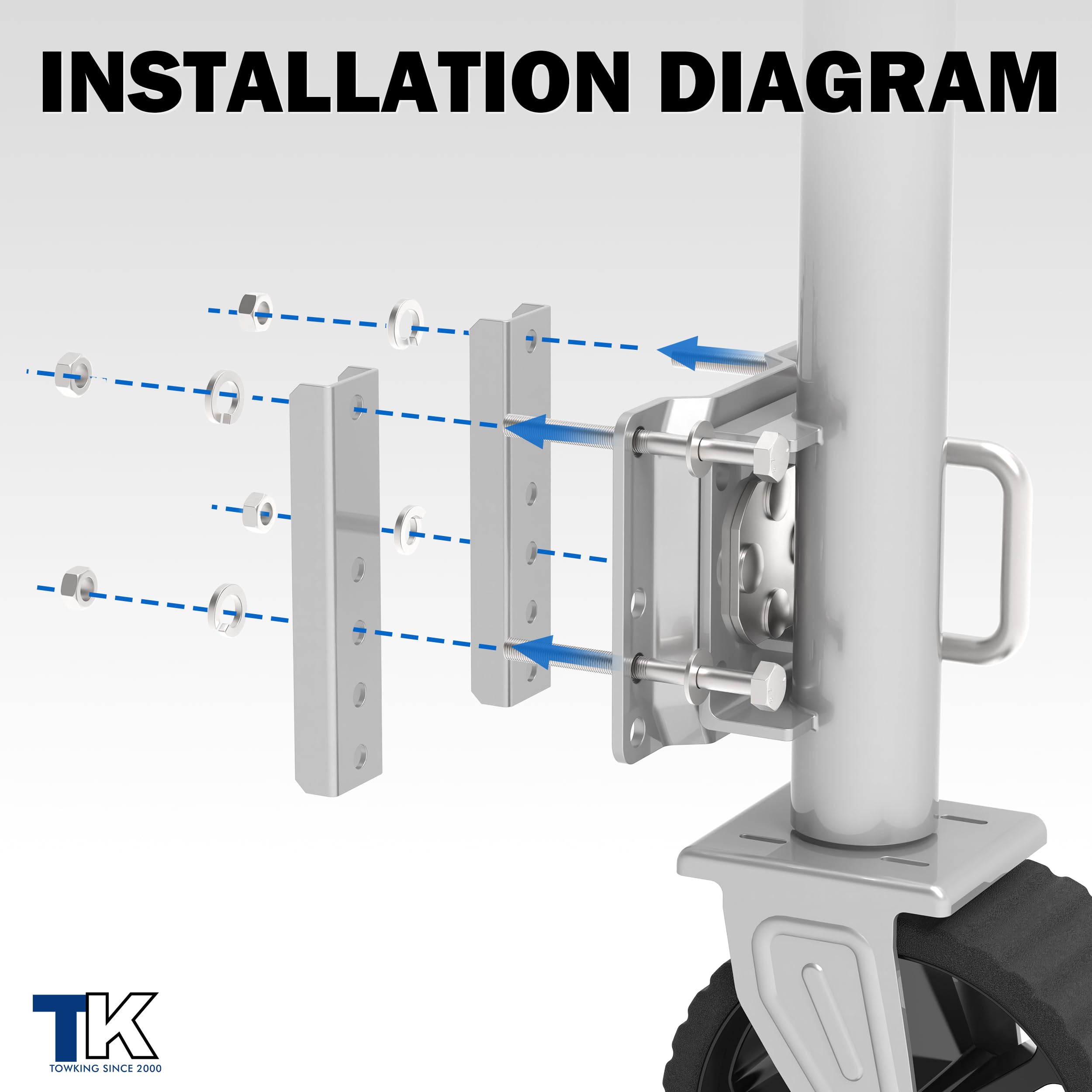 TowKing handle strap keeps the crank off the ground during movement.