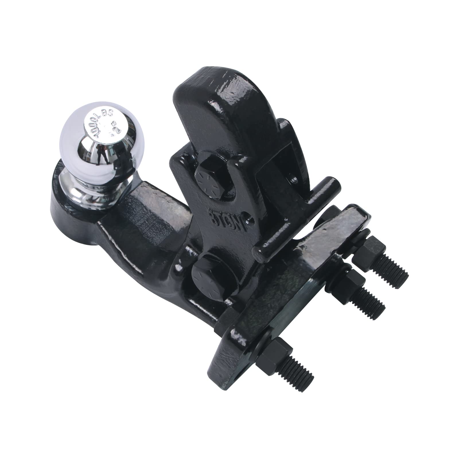 Spring-loaded arm securing the trailer connection on TowKing hitch.