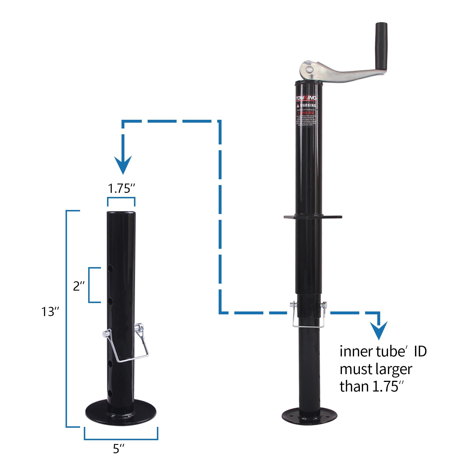TOWKING drop leg footplate provides stable footing on uneven surfaces