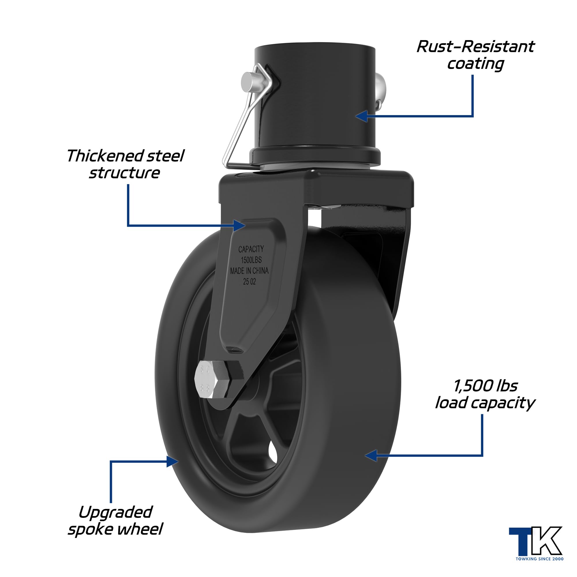 TowKing upgraded extra-tighten bolt secures jack tubes and reduces wobble