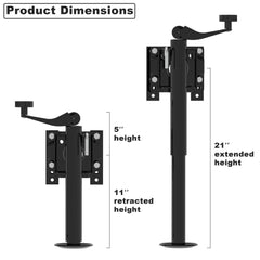 TowKing vertical movement trailer jack showing 10 inch travel and height range