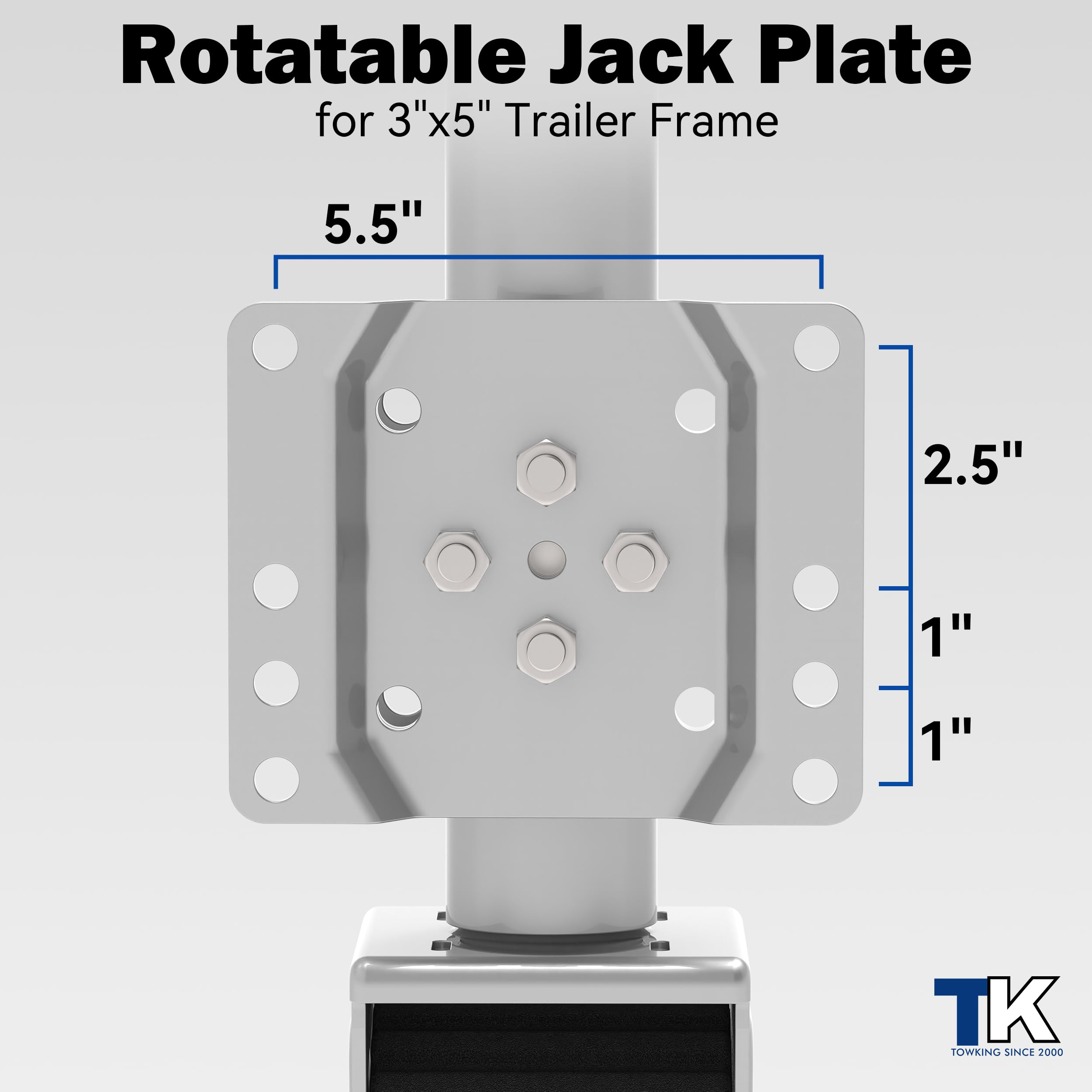 TowKing 13in vertical movement jack offers quick height adjustment.