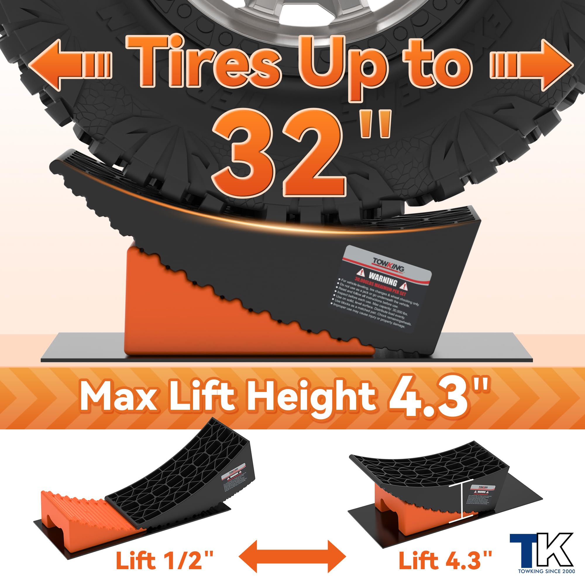 TowKing wheel chocks keep parked units secure during leveling.