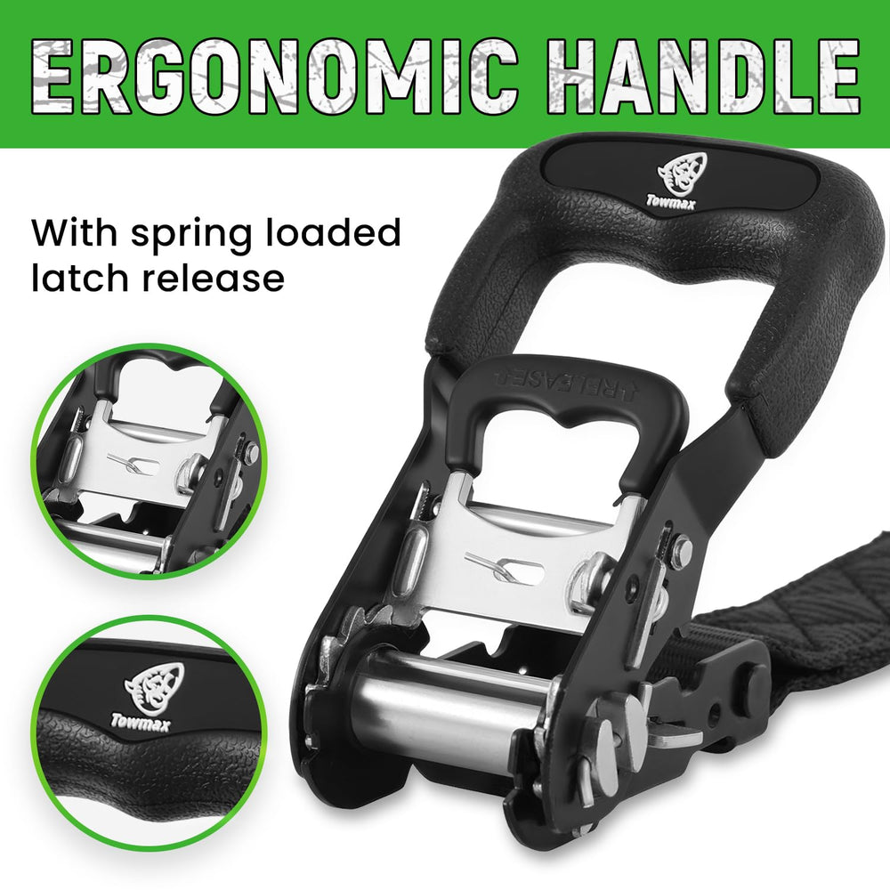 Towmax 15-inch soft loop strap protecting surfaces during securing.