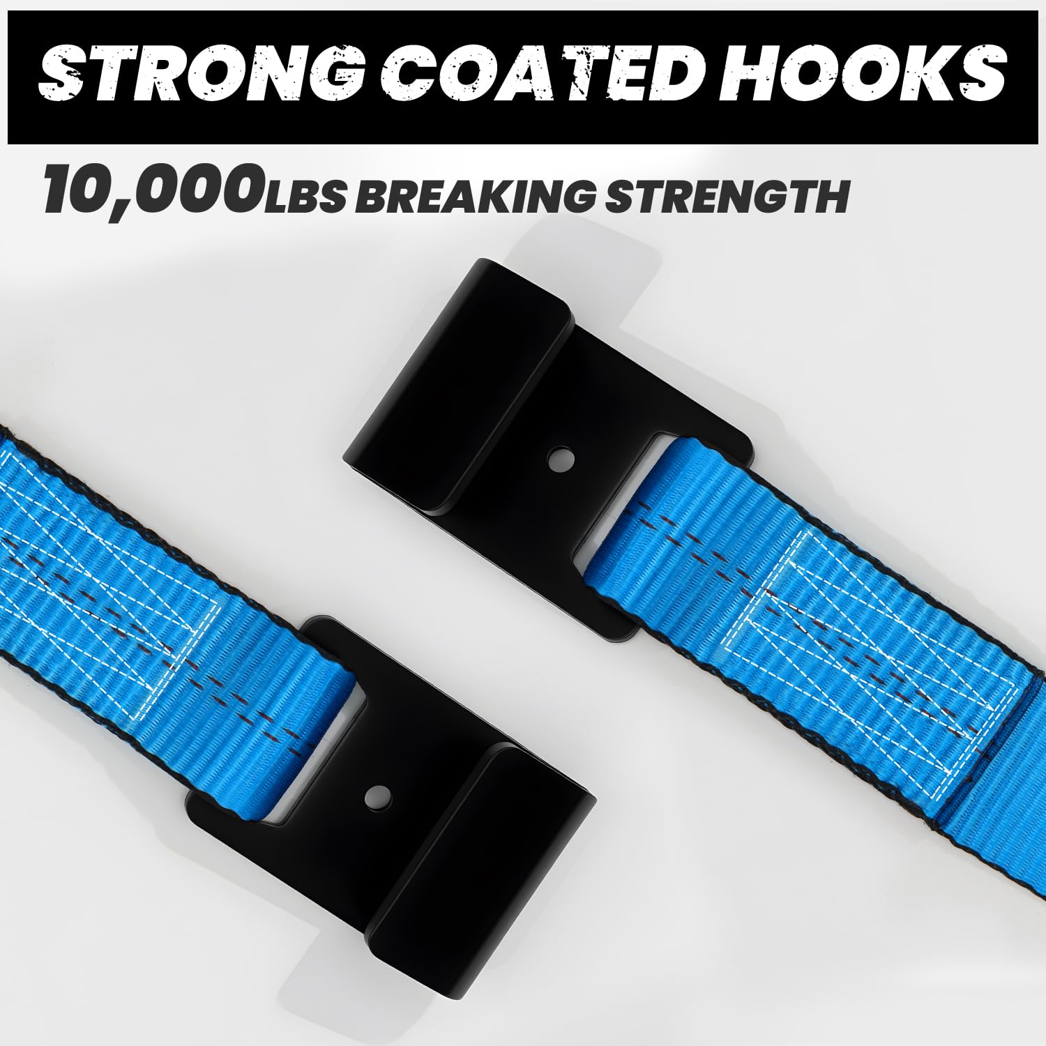 Towmax heavy-duty hooks and hardware ensure reliable anchoring under load.