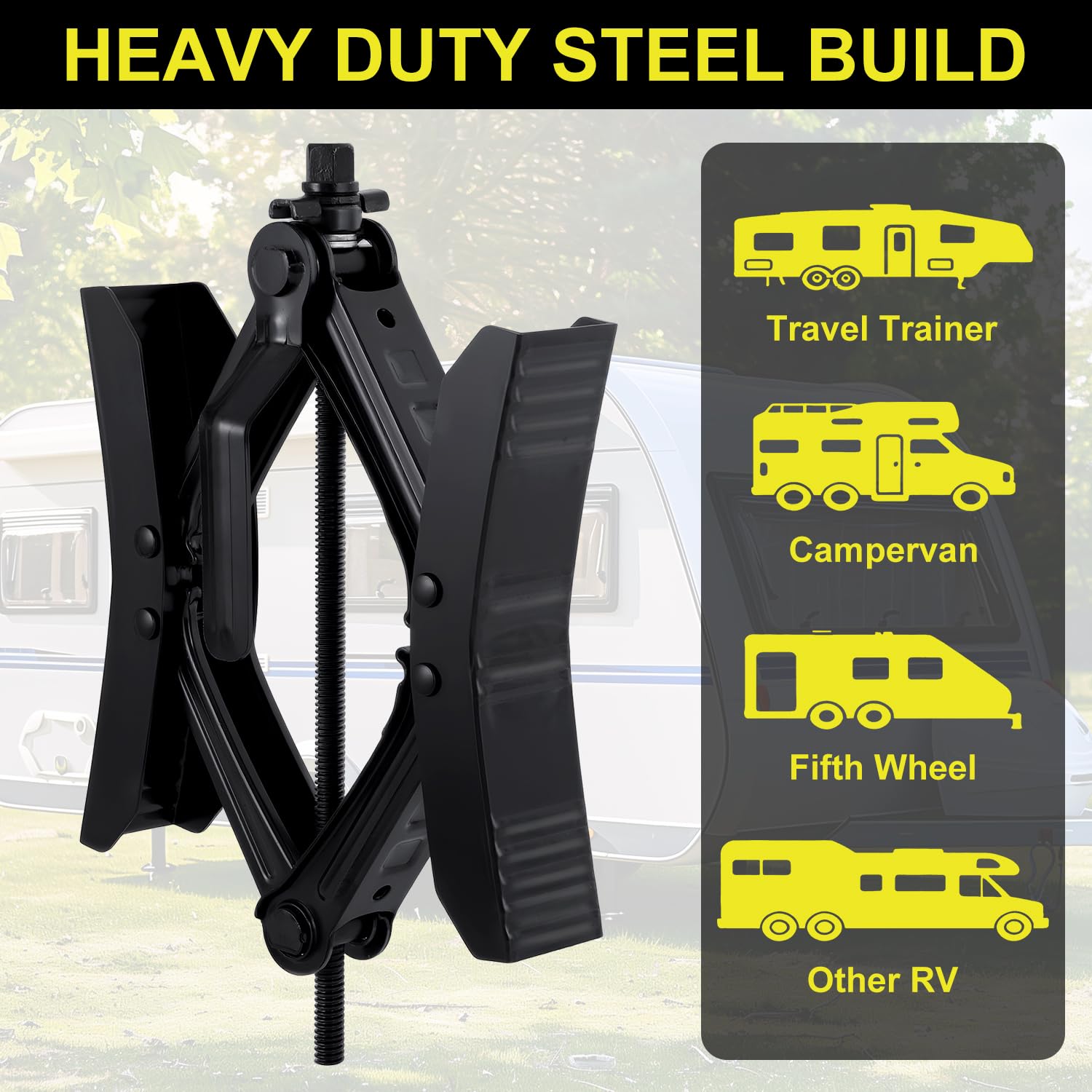 Towmax heavy-duty steel wheel chock distributes pressure for steadier parking.