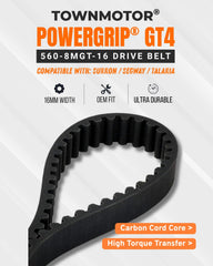 Close-up of TownMotor GT4 belt tooth design for efficient torque transfer