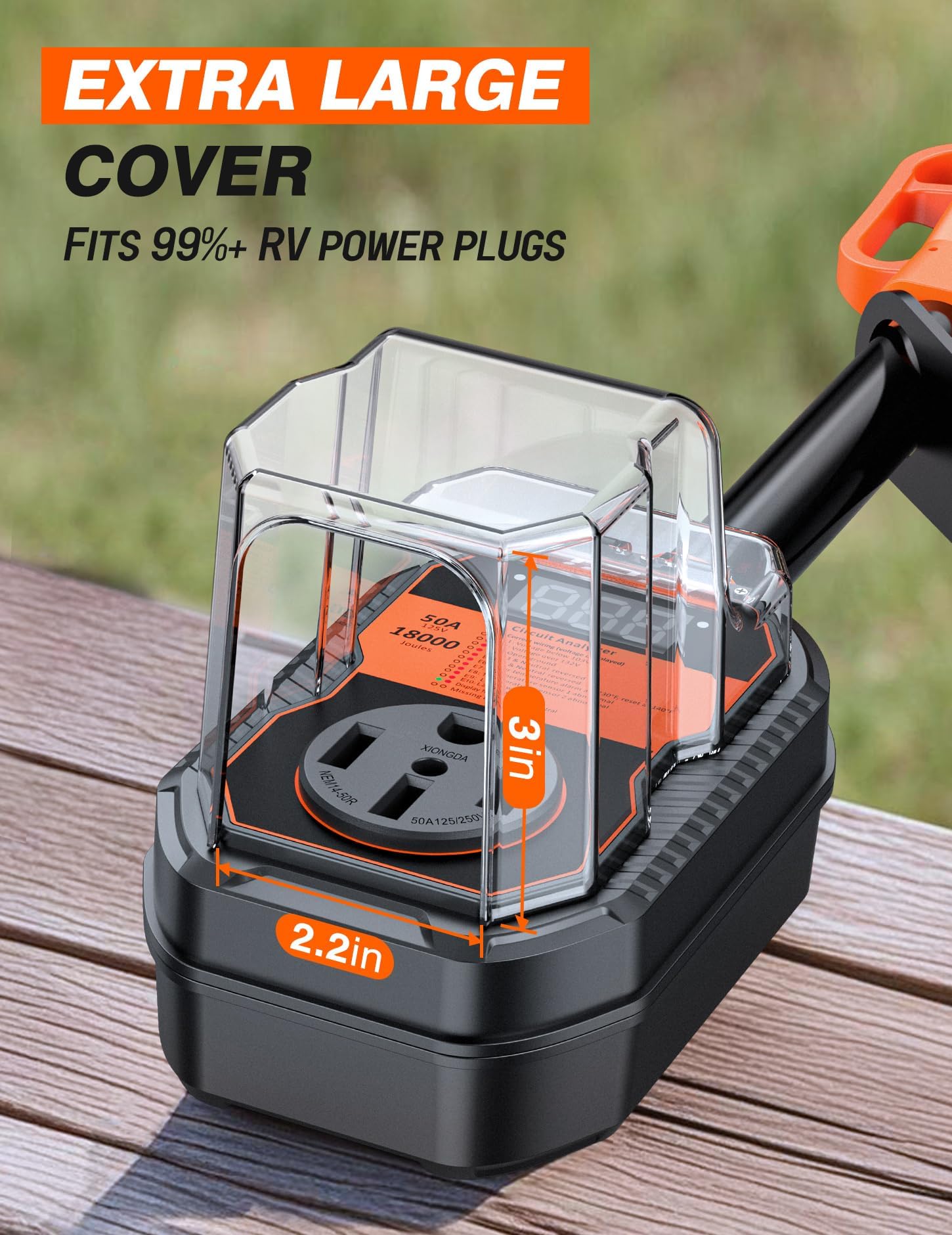 Towtamer compact interior dimensions 2.2x3 in showing plug compatibility