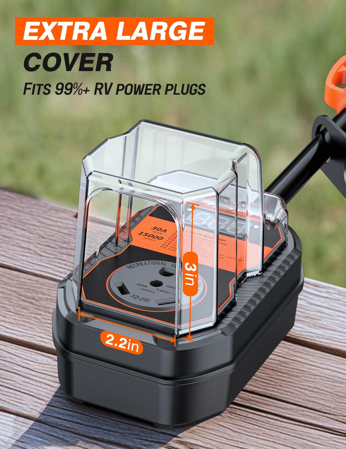 TOWTAMER interior space fits most RV plugs with 2.2 by 3 inches clearance