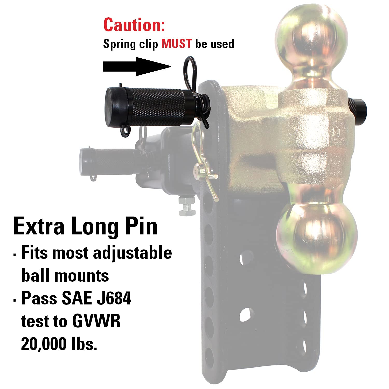 TowWorks 79831 spring clip adds safety for hitch pin stabilization.