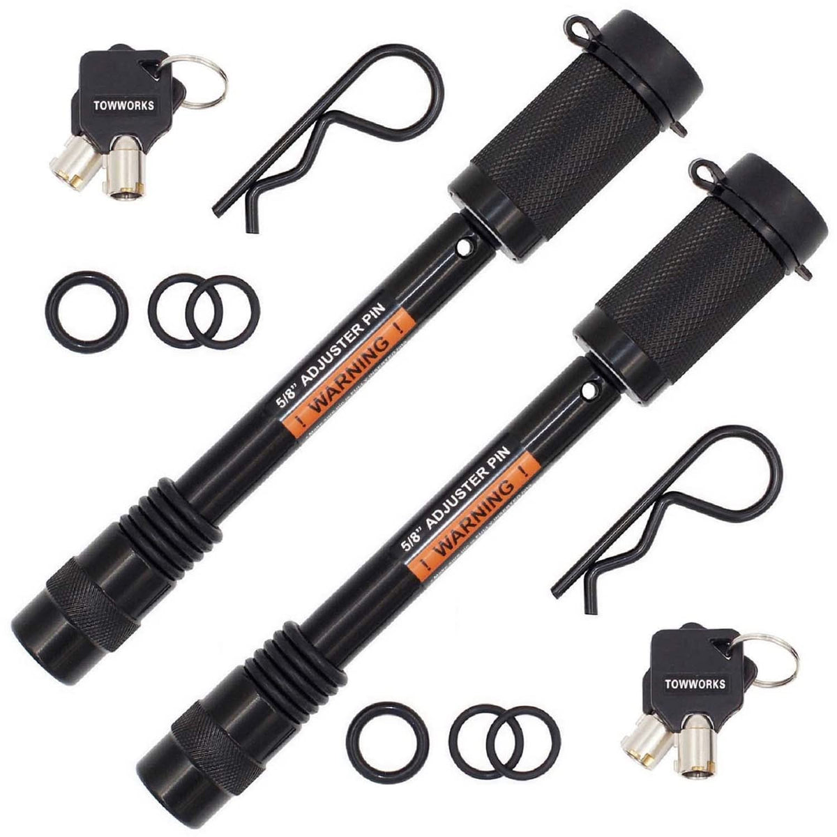 TowWorks 79832 extra-long locking pin secured in a hitch setup for added security