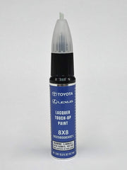 Toyota Genuine dark blue touch up paint bottle enables precise color matching for minor vehicle scratches