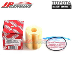 Toyota OEM kit closeup showing oil filter and drain plug washers