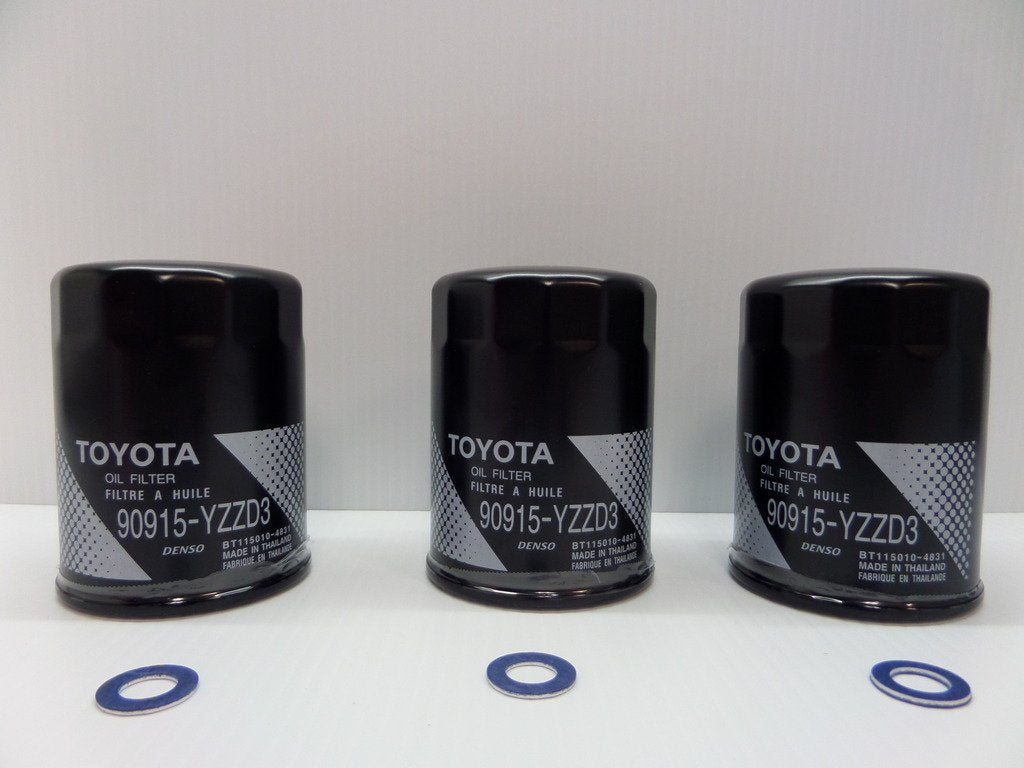 Toyota oil filter 3-pack with gaskets for easy oil changes and reliable sealing