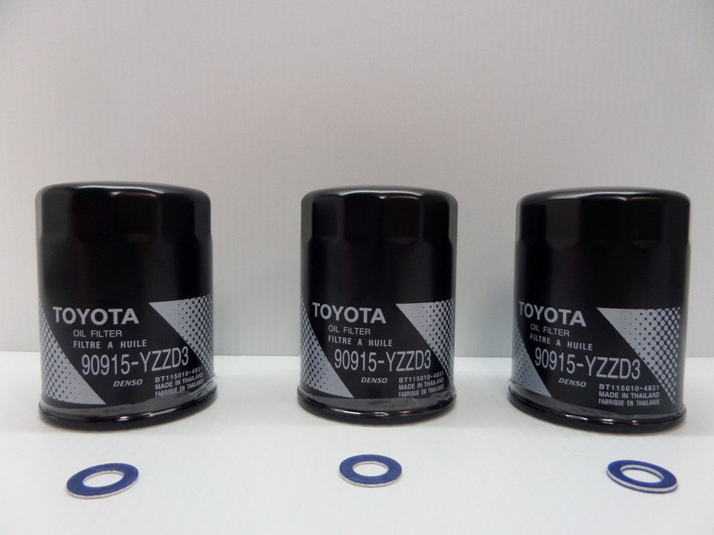 Toyota oil filter 3-pack with gaskets for easy oil changes and reliable sealing