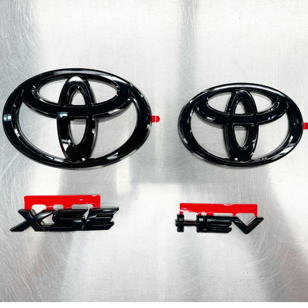 Toyota PT948-03256-02 gloss black emblem overlay on the front badge, adds bold modern style.