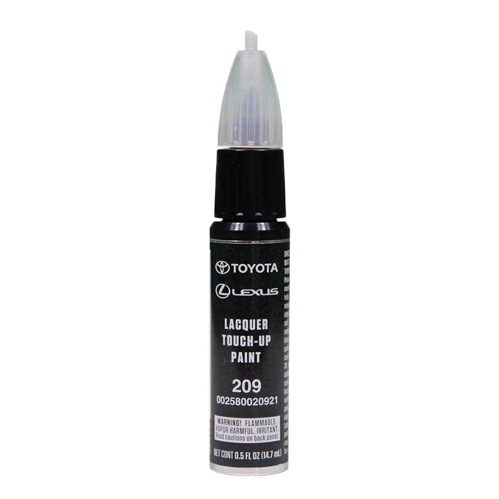 Toyota touch up paint 209 Black Sand Pearl for quick, precise chip repairs on vehicles.