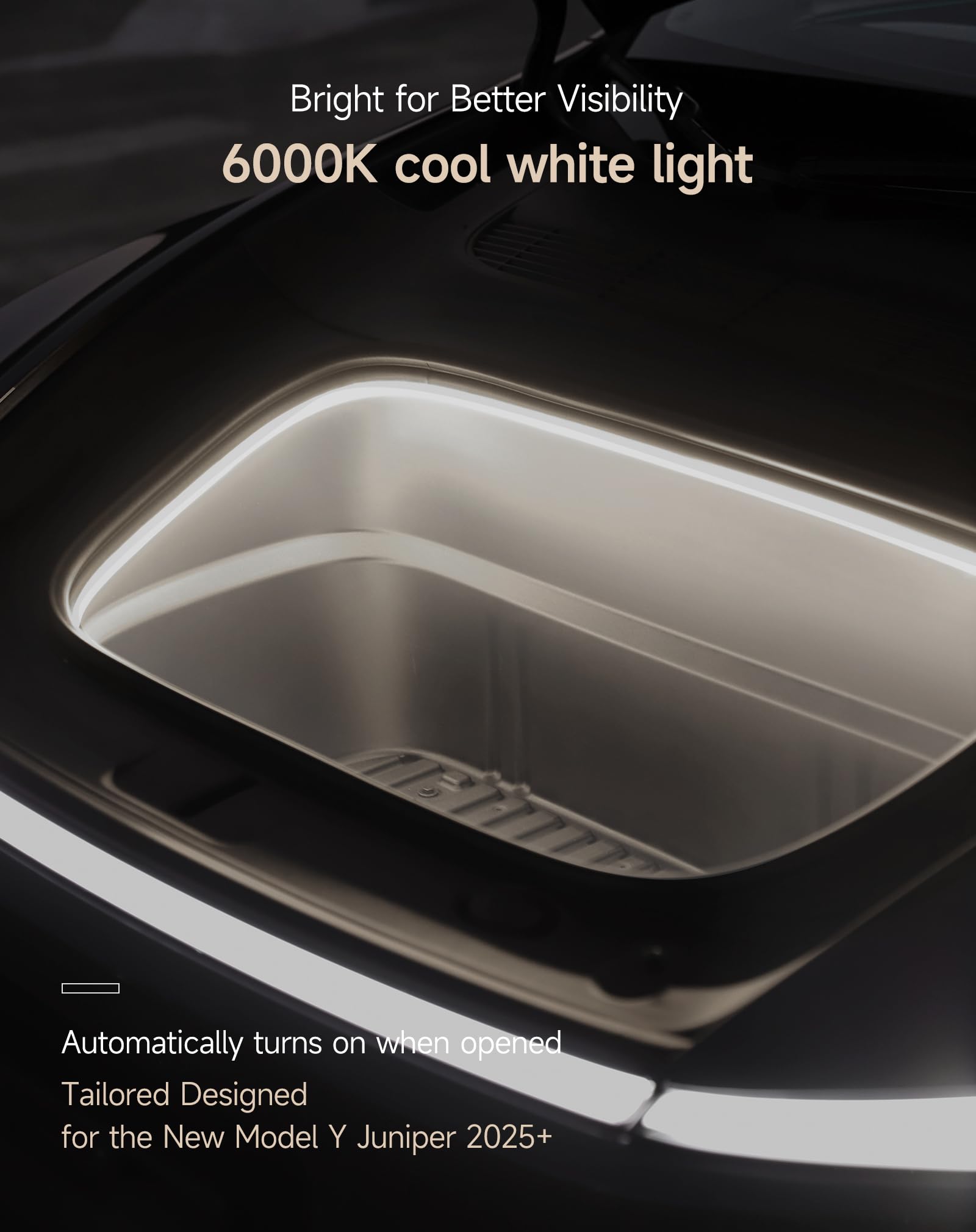 TPARTS frunk LED strip durable silicone body resists dust and splashes