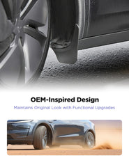 TPARTS mud flaps close-up—durable PP+TPE material resisting harsh conditions.