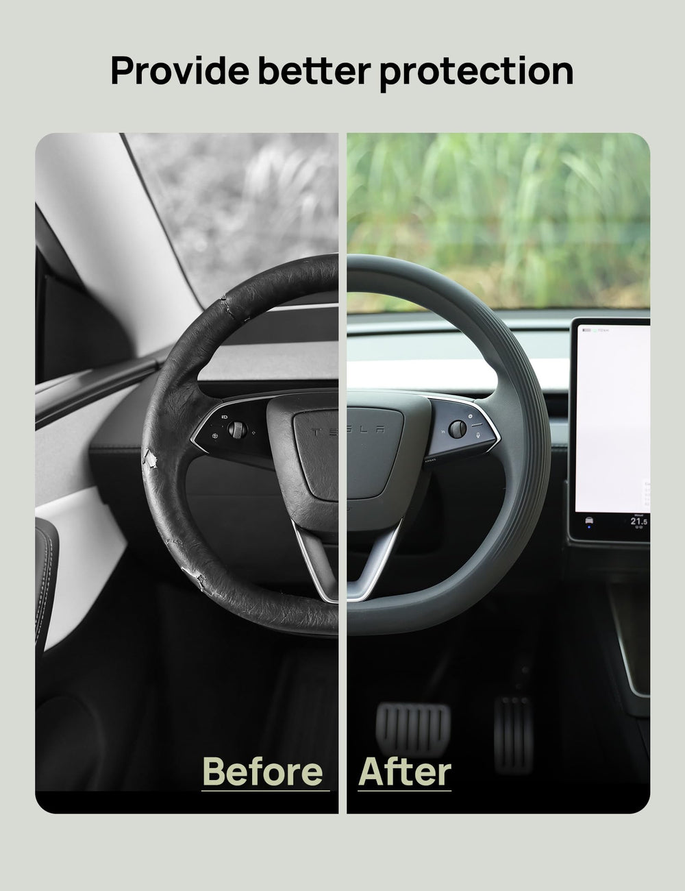 TPARTS silicone steering wheel cover for Model 3 Highland fit improves comfort and grip.