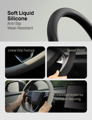TPARTS steering wheel cover anti-slip texture enhances secure handling on winding roads.
