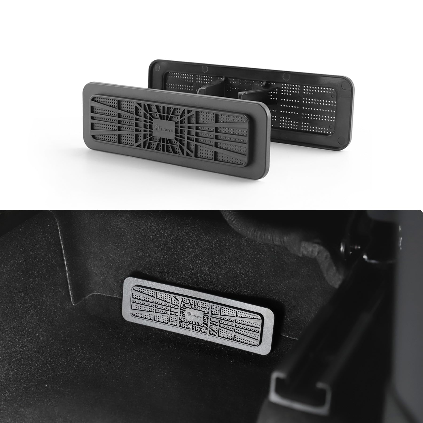 TPARTS under-seat vent cover on Model Y rear vent for dust protection