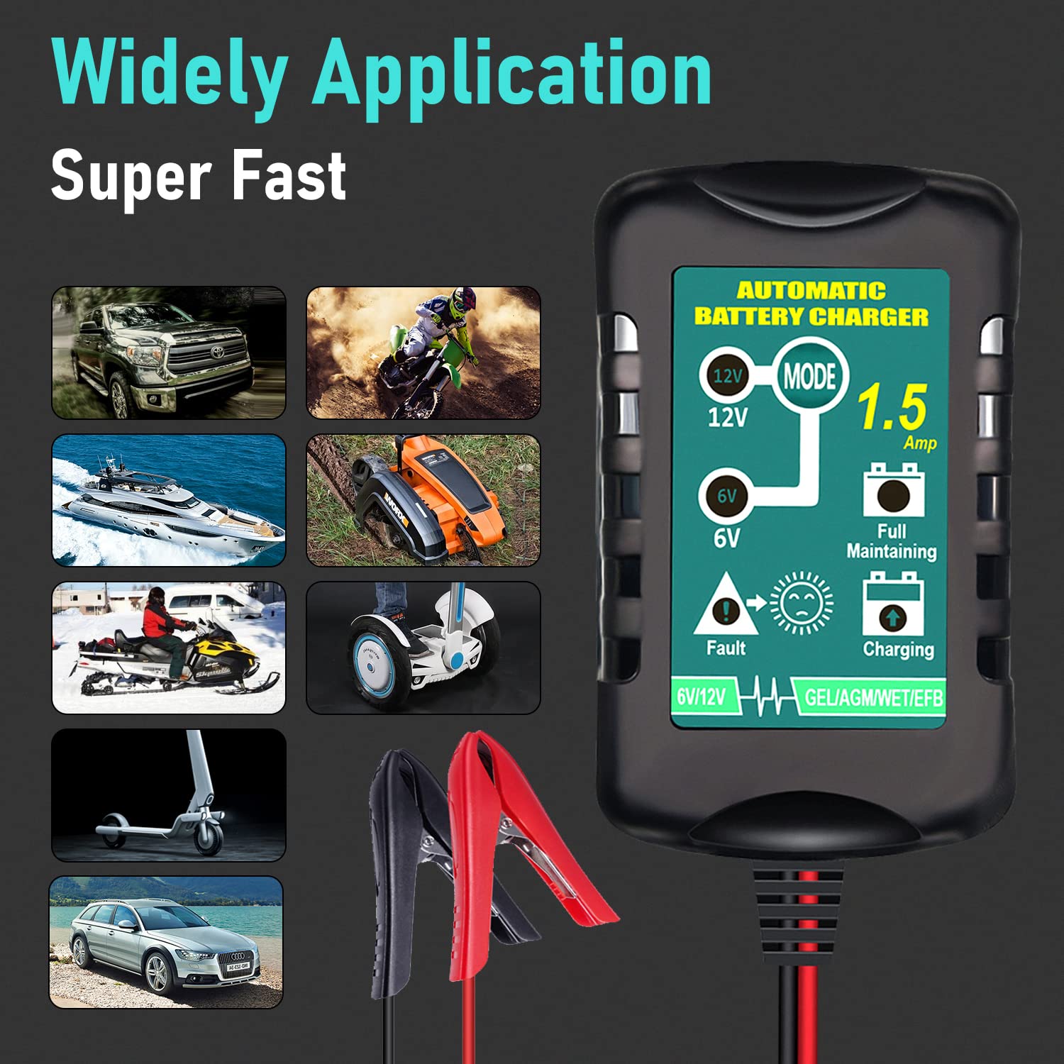 TPE LED indicators provide easy status checks on the charger.