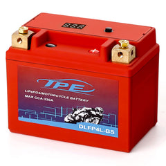 TPE lithium motorcycle battery close-up showing compact, lightweight design for easy mounting