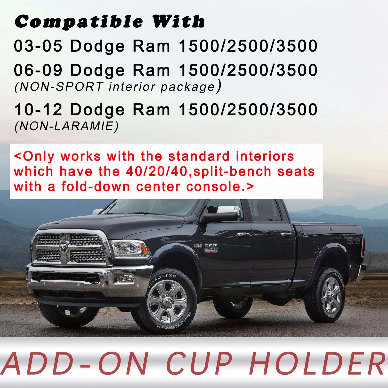 TQPONLY Dodge Ram cupholder attachment for center console fits 2003-2012 Ram models.