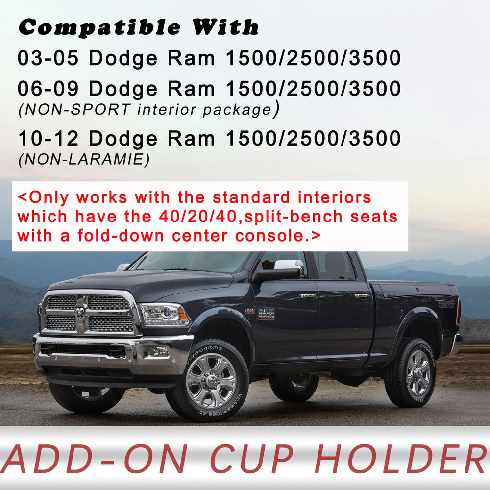 TQPONLY Dodge Ram cupholder attachment for center console fits 2003-2012 Ram models.