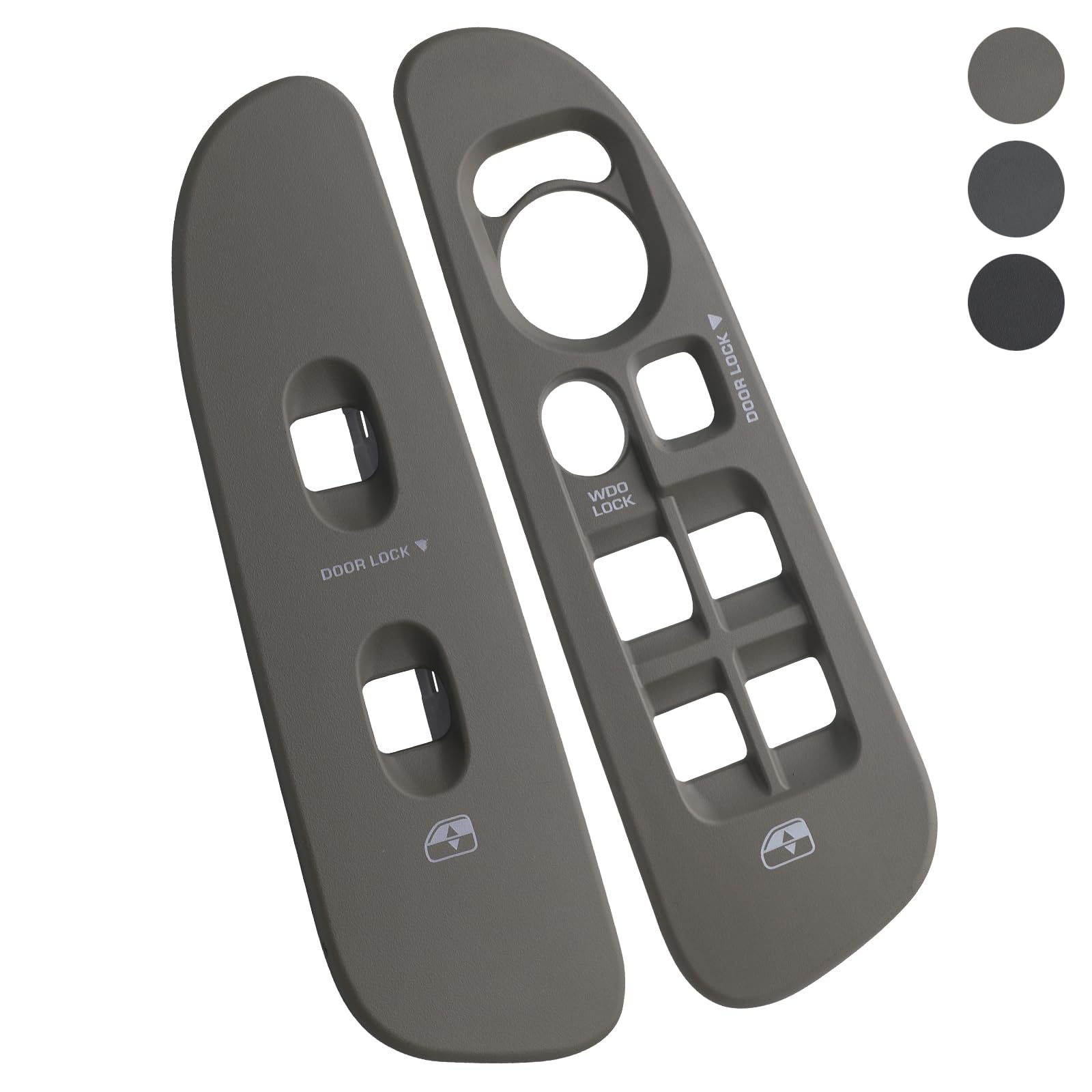 TQPONLY front driver-side door window switch bezel on a Dodge Ram interior for a new-look taupe finish