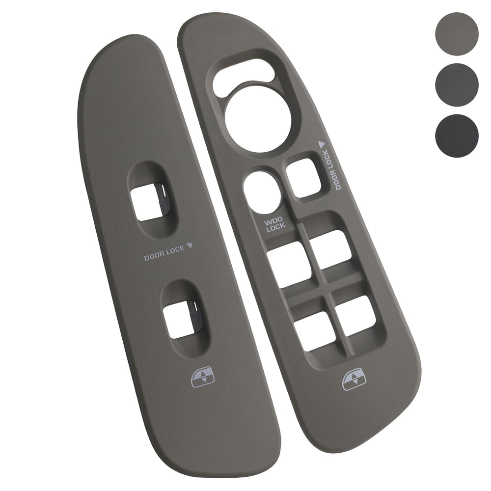 TQPONLY front driver-side door window switch bezel on a Dodge Ram interior for a new-look taupe finish