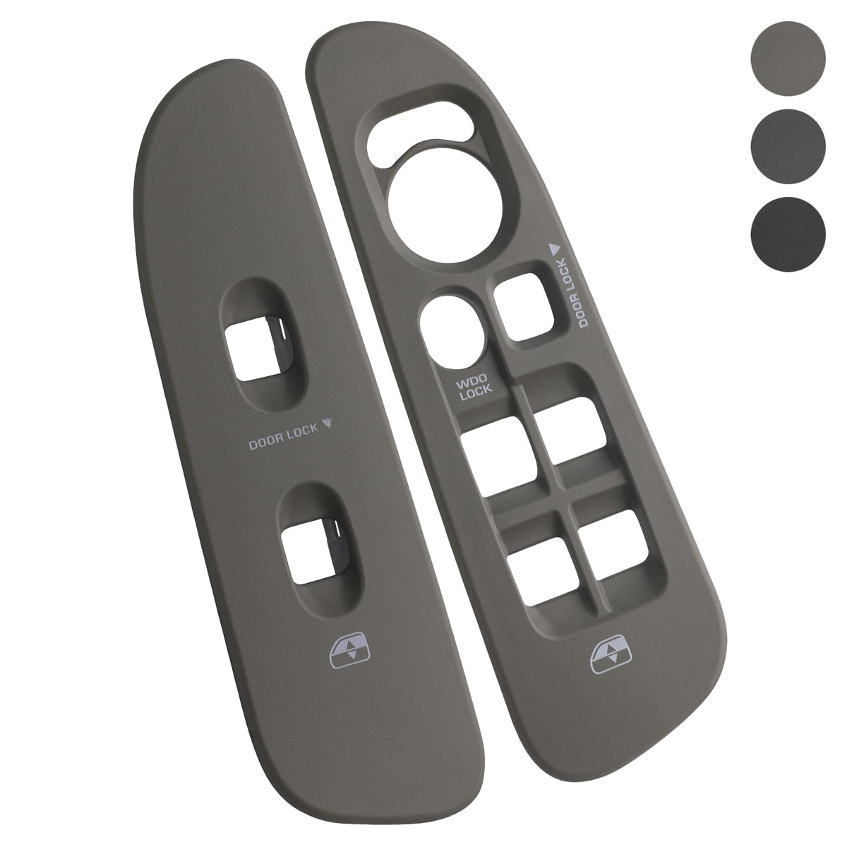 TQPONLY front driver-side door window switch bezel on a Dodge Ram interior for a new-look taupe finish