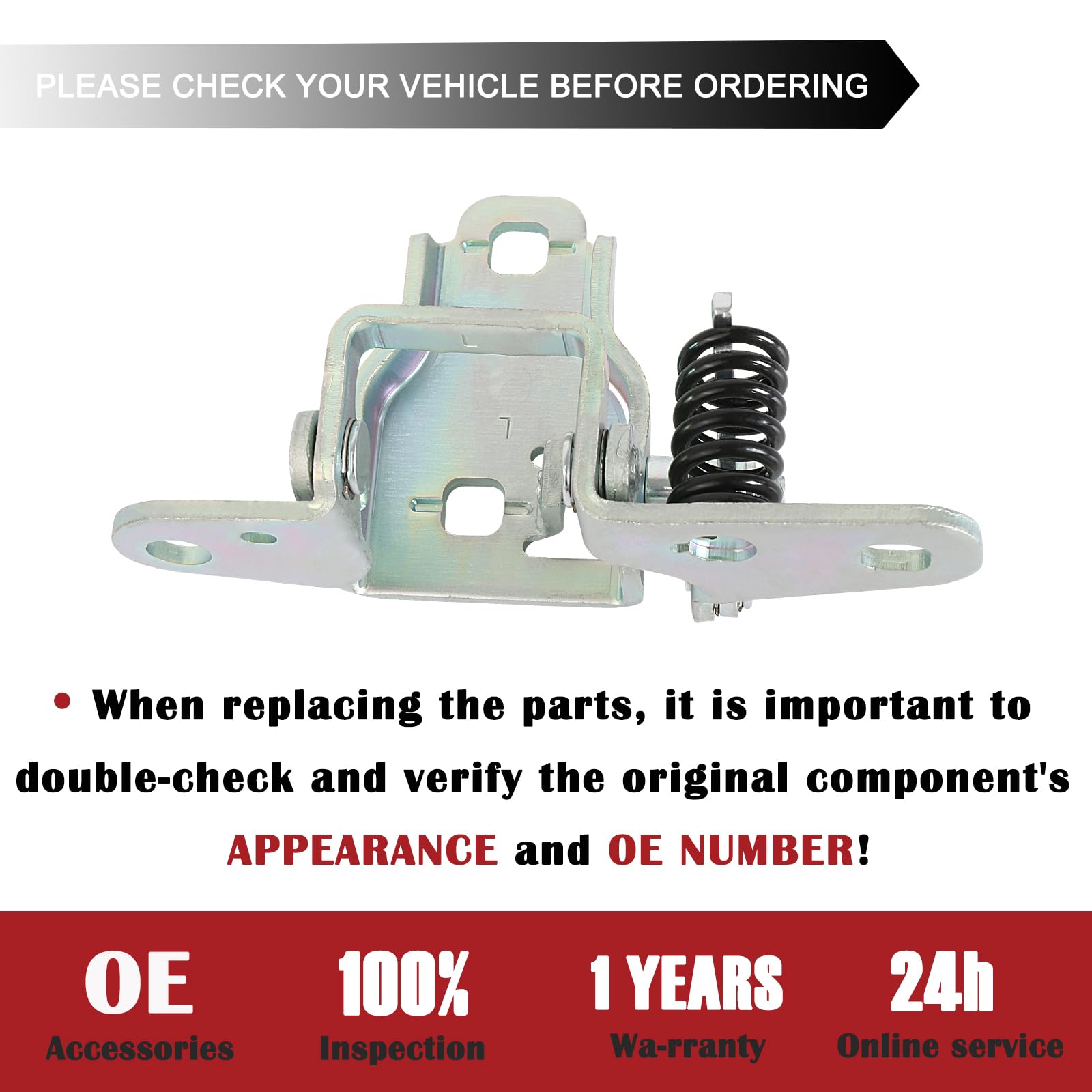 TQPONLY easy-install door hinge kit enables quick replacement.