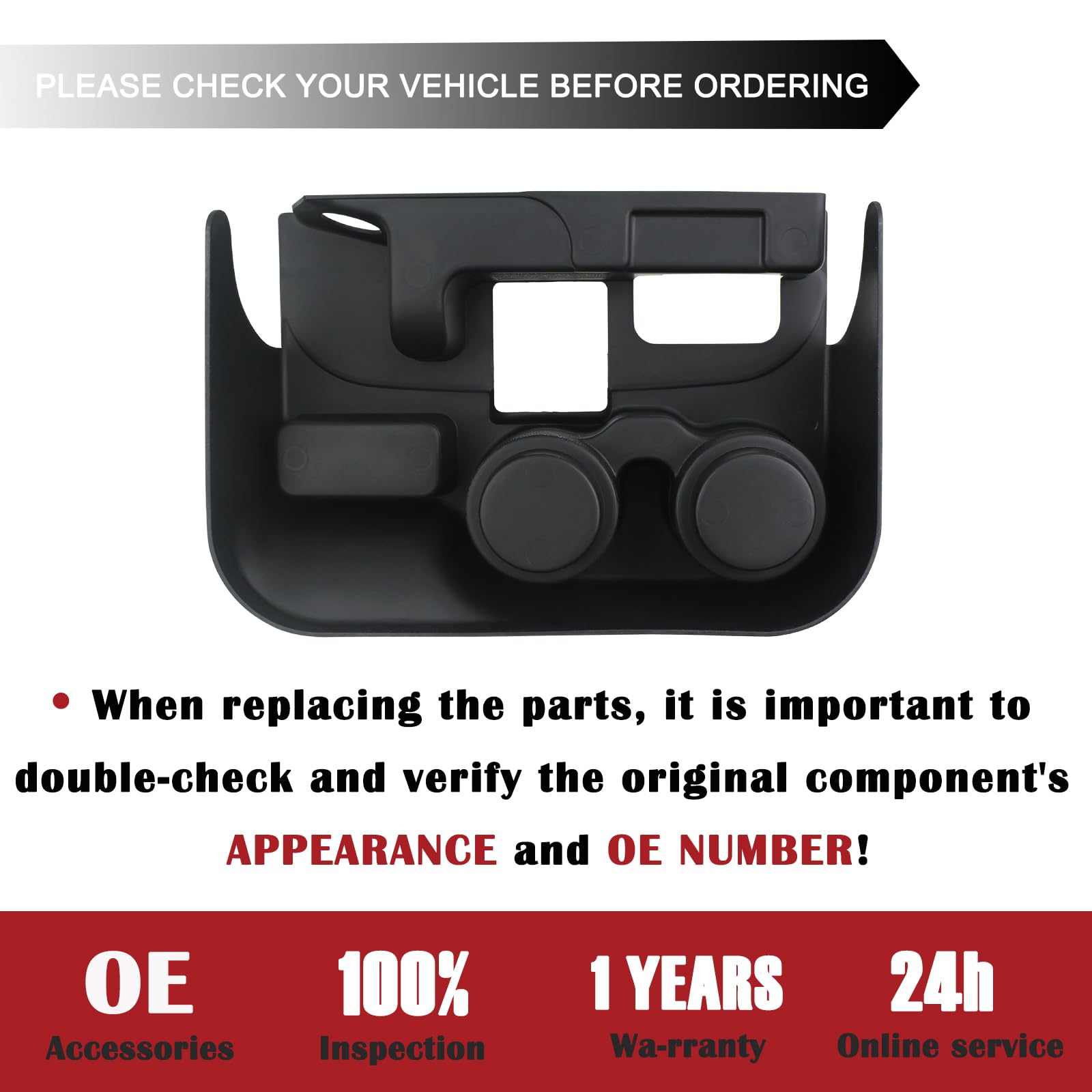 TQPONLY black plastic cupholder tray organizes keys, coins, and phone.