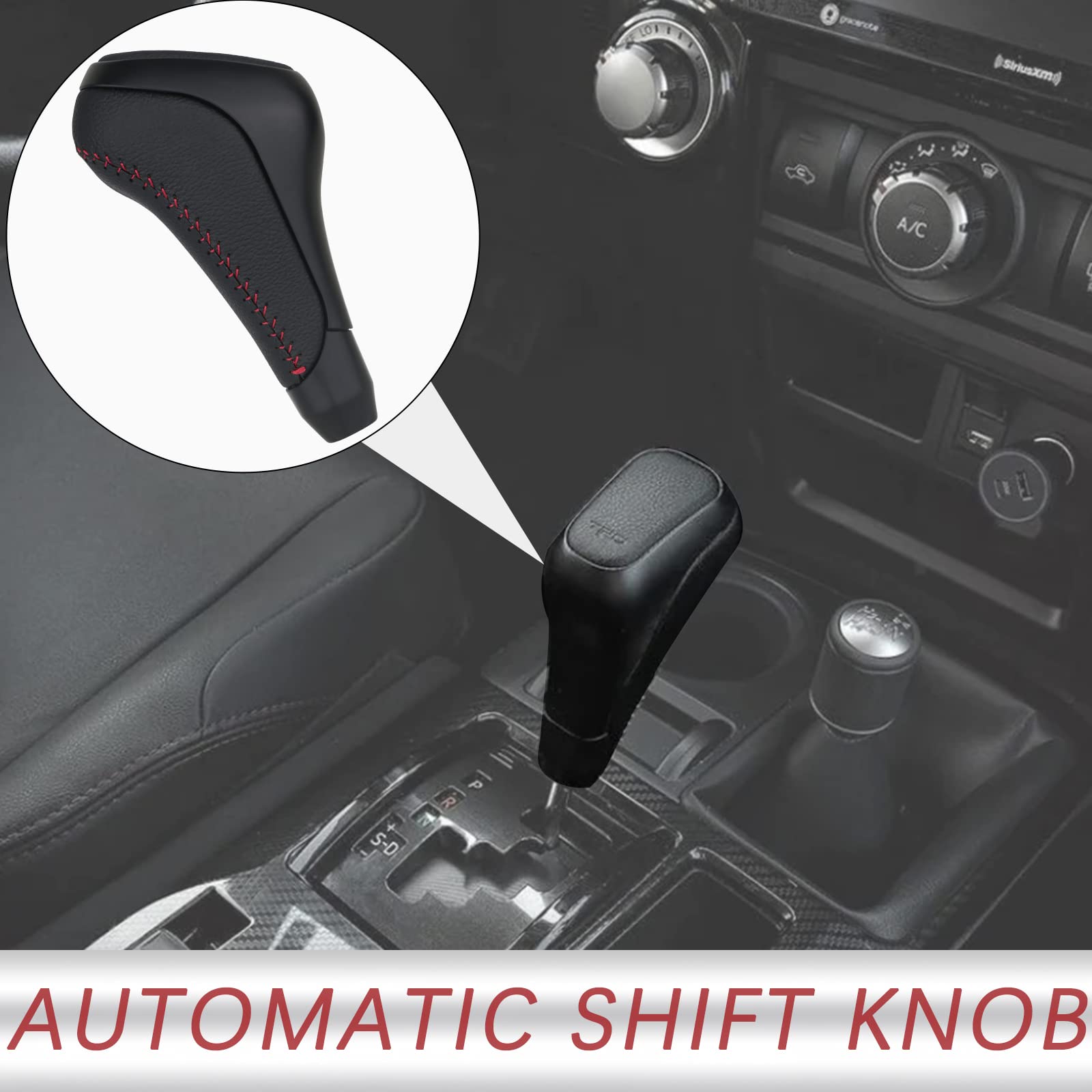 TQPONLY gear shift knob red stitching detail enhances interior style and grip