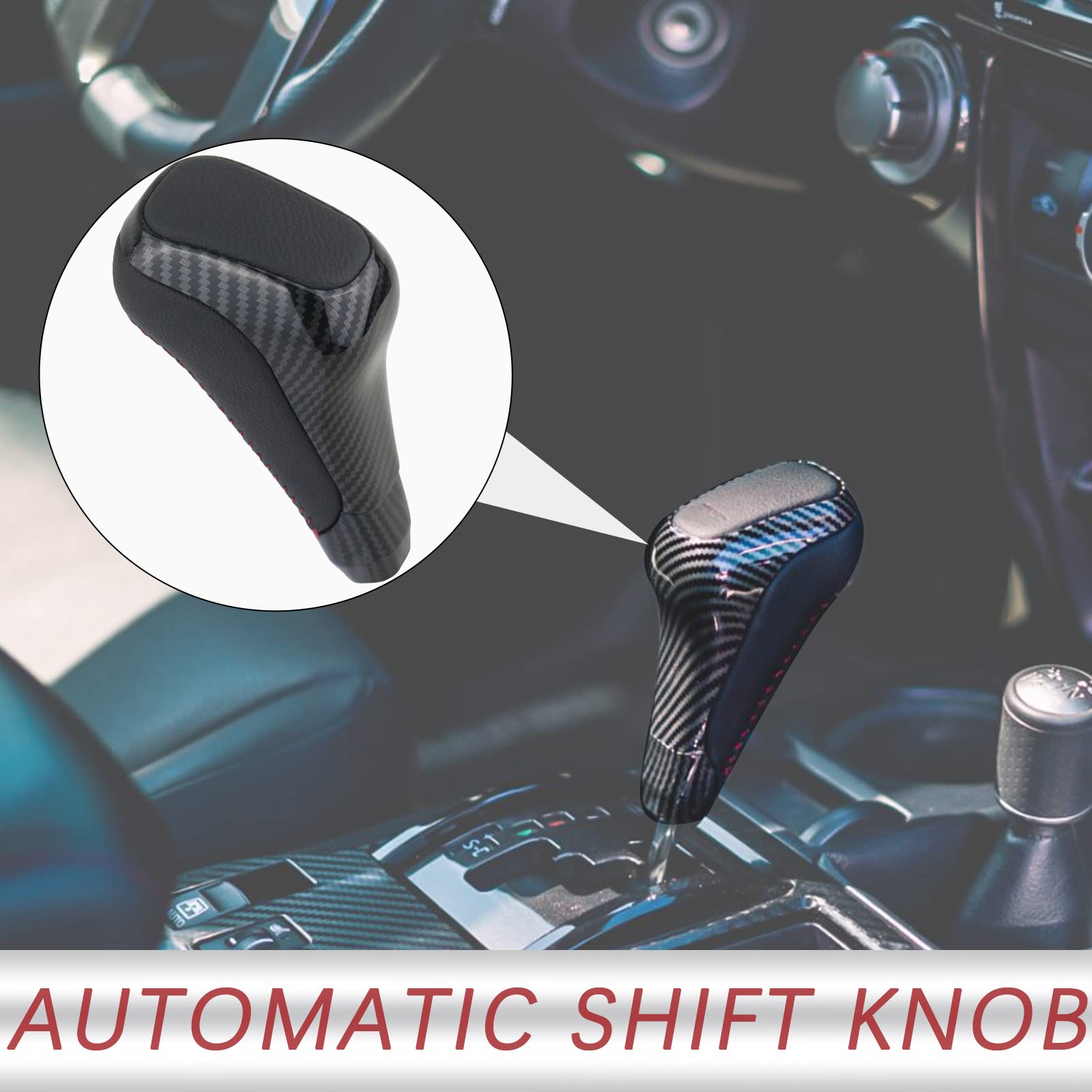 TQPONLY gear shift knob with red stitching detail for sporty interior upgrade