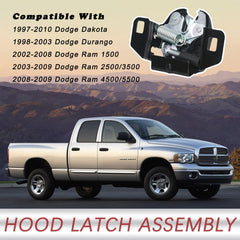 Installed TQPONLY hood latch on Ram 1500 shows direct replacement fit.