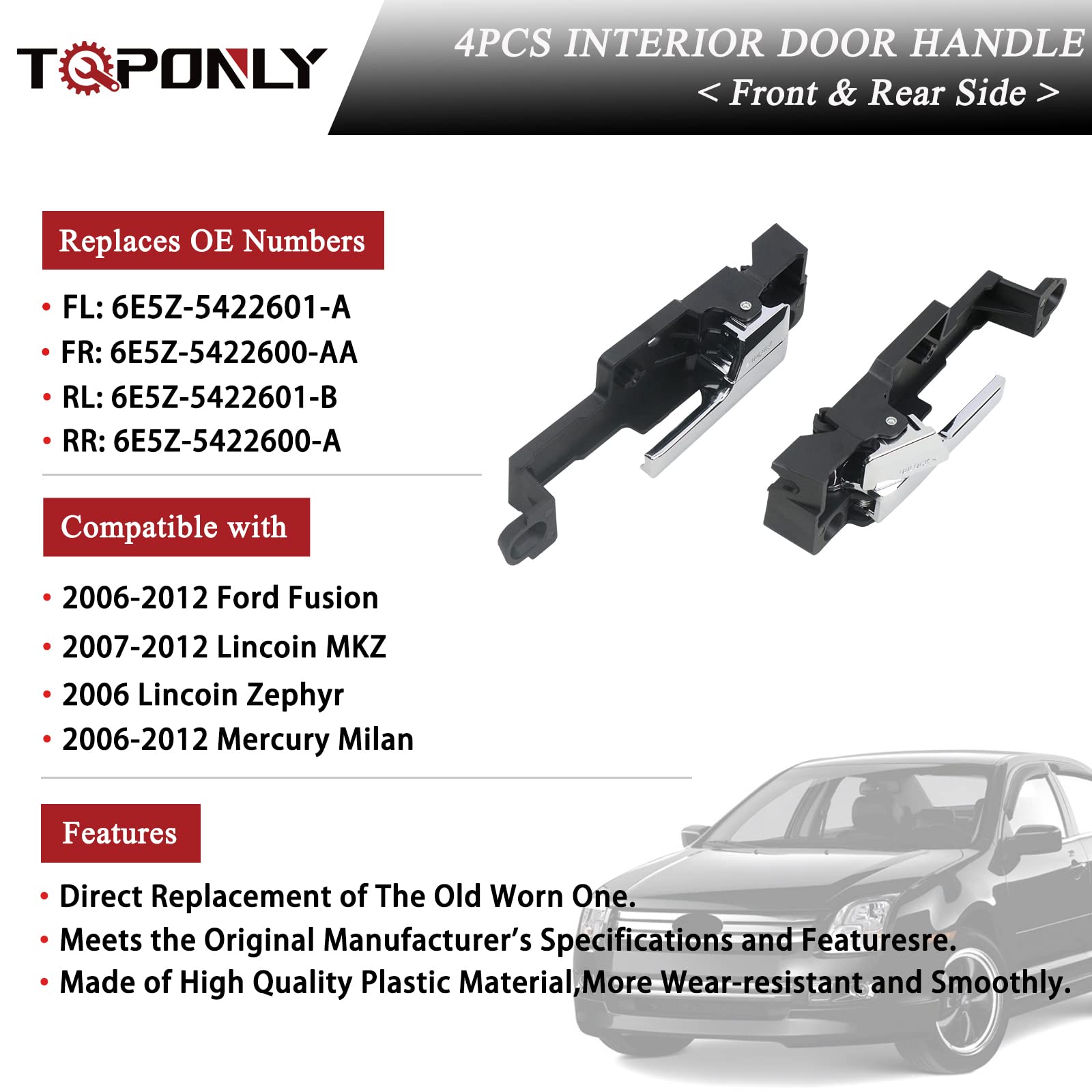TQPONLY inside door handle close-up showing durable plastic construction