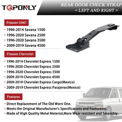 TQPONLY metal construction for durable, wear-resistant door check strap.