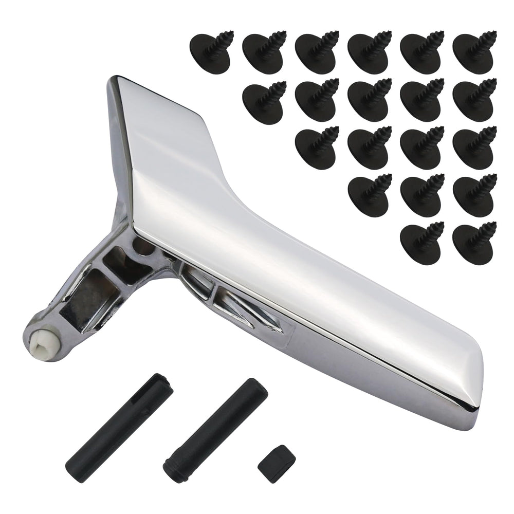 TQPONLY chrome interior door handle left-front close-up showing durable metal finish