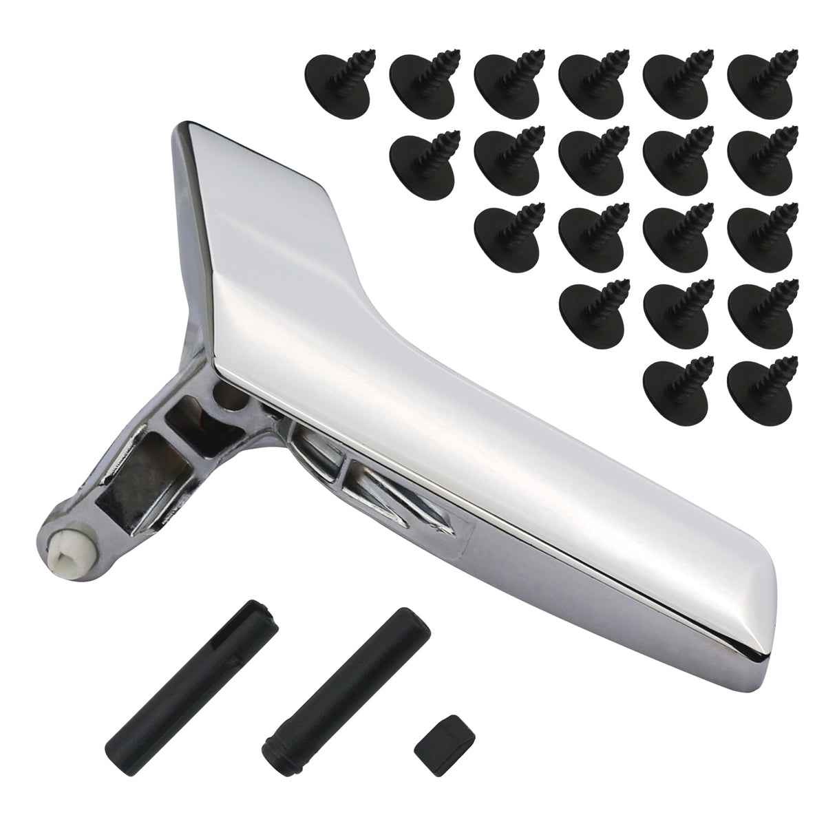 TQPONLY chrome interior door handle left-front close-up showing durable metal finish
