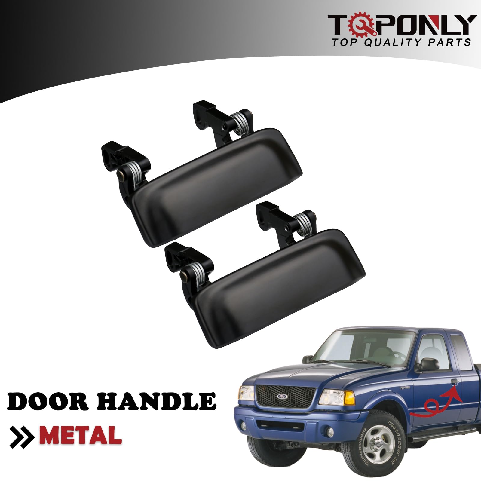 TQPONLY metal exterior door handle front right assembly for Ford Ranger and Mazda trucks, reliable upgrade