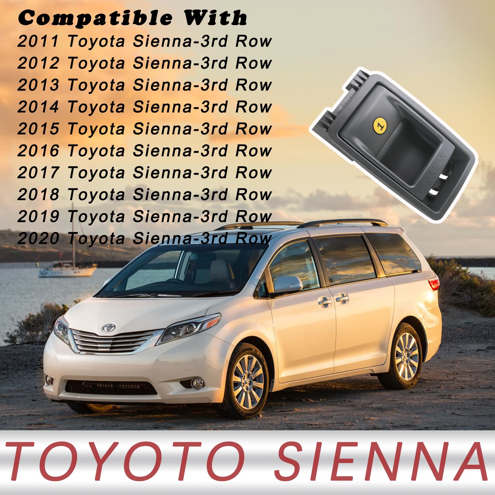 TQPONLY rear seat pull handle gray replacement for Sienna