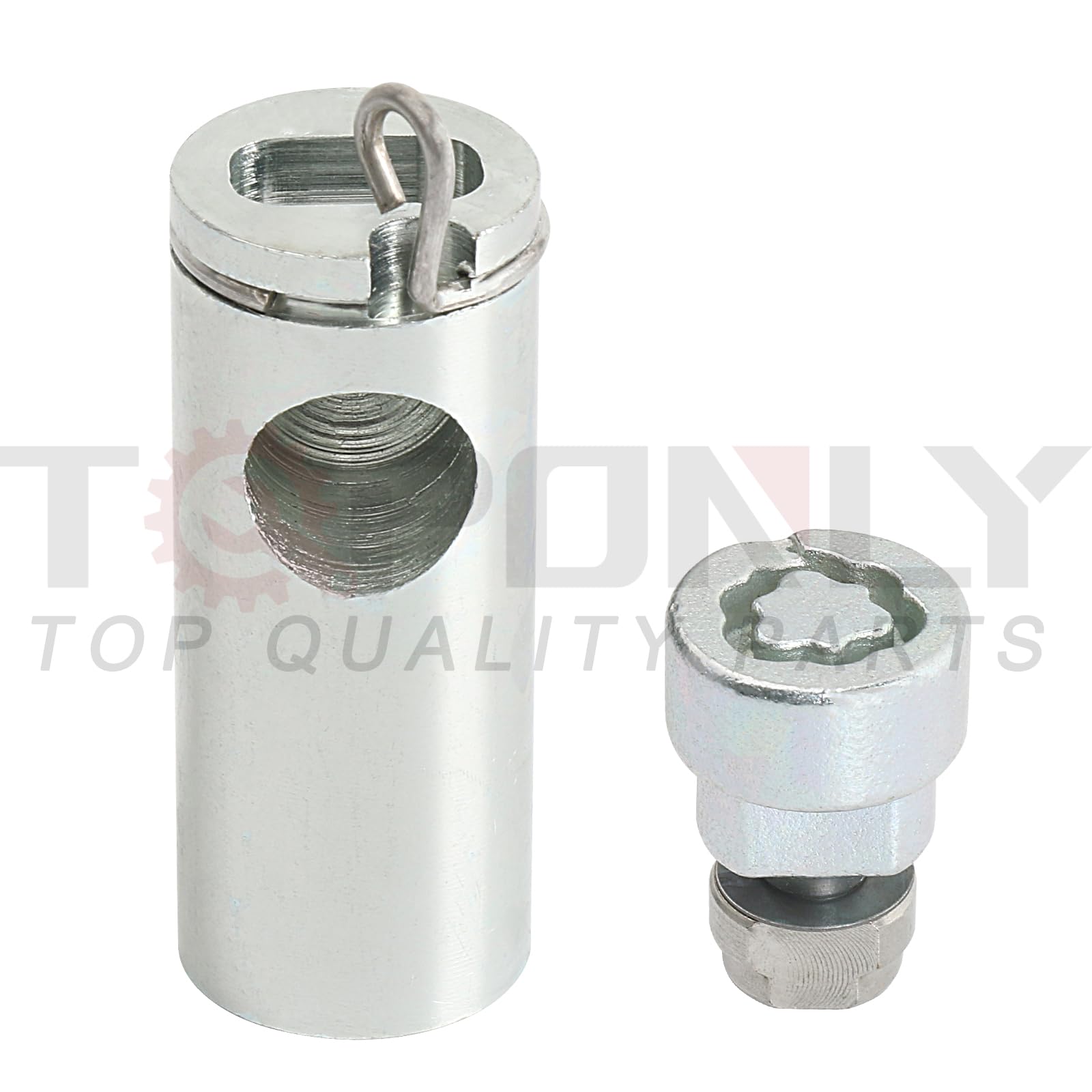 TQPONLY lock installed on under-vehicle carrier demonstrates secure, tool-ready design.